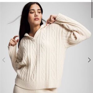 NWT Soma Cable Knit Plush Hoodie, Size L, Color Parchment